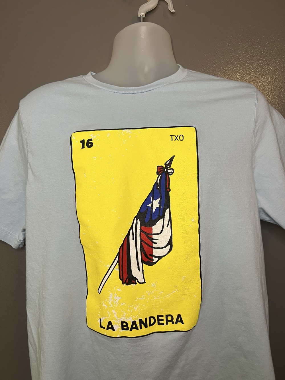 Observer Shirt Mens XL Blue La Bandera Texas Flag Loteria Graphic Tee Shirt